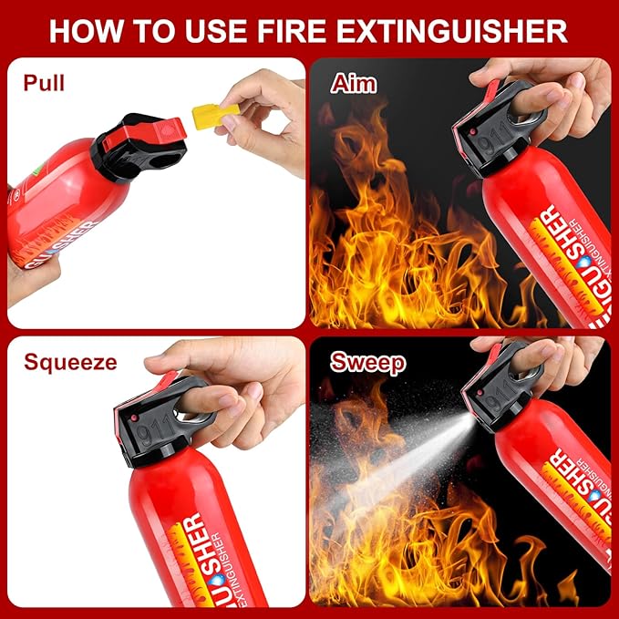 Fire Extinguisher for Home - 2pack Car Fire Extinguisher with Wall Mount, Small A B C K Fire Extinguisher, Water-Based Fire Extinguishers for Car/House/Kitchen/Truck/Marine/Boat/Vehicle/utv/rv