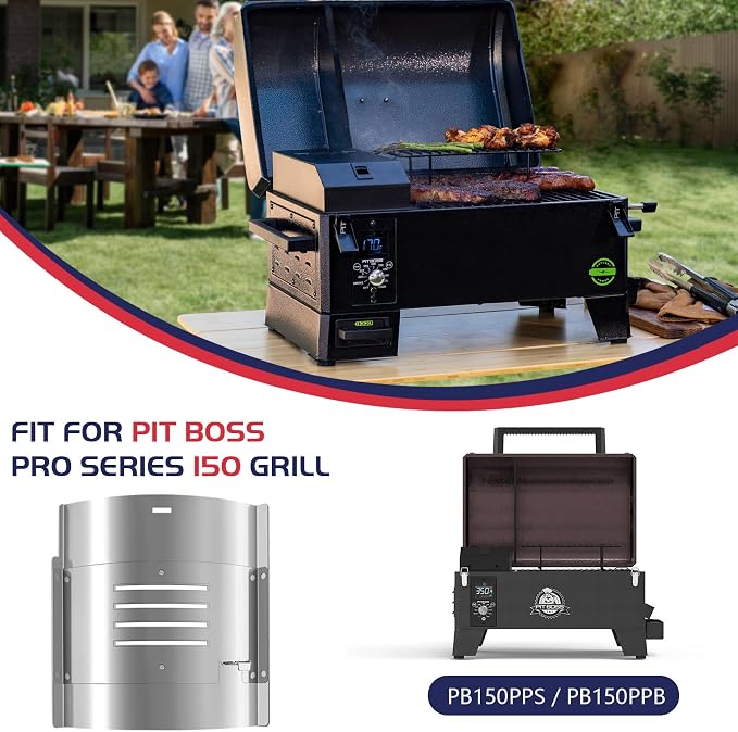 Flame Broiler Kit for Pit Boss Tabletop Portable 150 Pellet Grills Pro Series II Mahogany 150PPS Replacement Parts Pitboss Diffuser Heat Deflector Plate Smoker BBQ Accessories