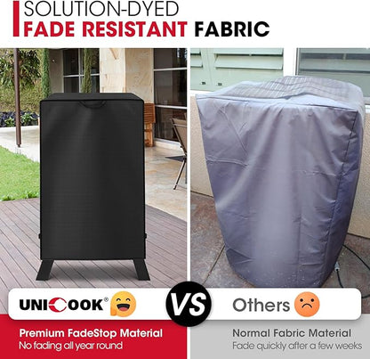 Unicook Electric Smoker Cover for Masterbuilt 40 Inch Smokers, Outdoor Vertical Digital BBQ Cover, Unique Waterproof Vinyl Exterior with Polyester Lining, 25" W x 17" D x 39" H