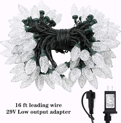 AWQ 100LED 81FT C9 Christmas String Lights Plug in Fairy Twinkle White | Christmas Lights Outdoor 8 Modes Timer Function Waterproof Extendable for Indoor Outdoor Wedding Party Christmas Decoration