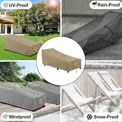 OutdoorLines Outdoor Waterproof Patio Chaise Lounge Chair Cover - UV Resistant Lounger Covers Heavy Duty Weatherproof Patio Sofa Furniture Covers, 1 Pack, 84Wx32Dx32H Inches, Camel