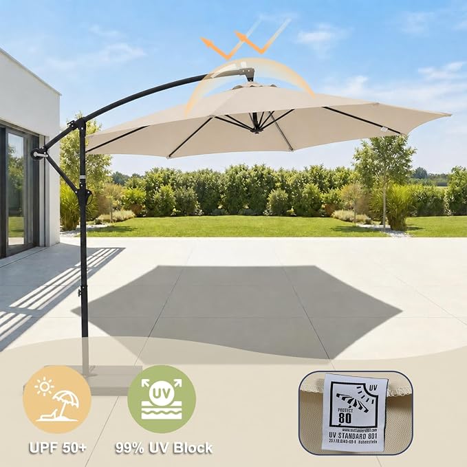 BPS Patio Umbrella Replacement Canopy for 10 ft 8 Ribs Table Umbrella, Outdoor Umbrella Replacement for Market Parasol, Canopy Only