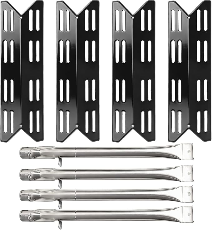 SafBbcue Grill Replacement Parts Kit for Tray for Captiva Designs 4-Burner Propane Gas BBQ Grill, Porcelain Steel Heat Plates and Grill Burners for Captiva Designs GR001 GR001B Grill Replacement Parts