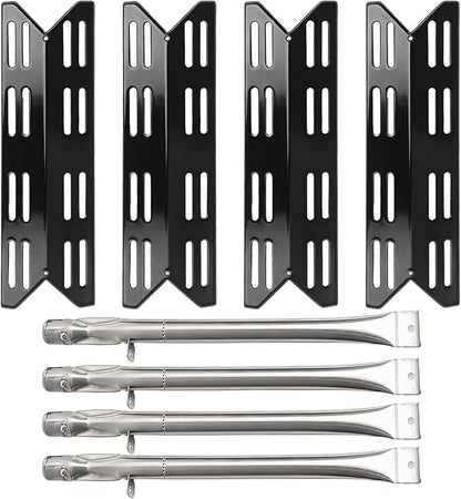 SafBbcue Grill Replacement Parts Kit for Tray for Captiva Designs 4-Burner Propane Gas BBQ Grill, Porcelain Steel Heat Plates and Grill Burners for Captiva Designs GR001 GR001B Grill Replacement Parts