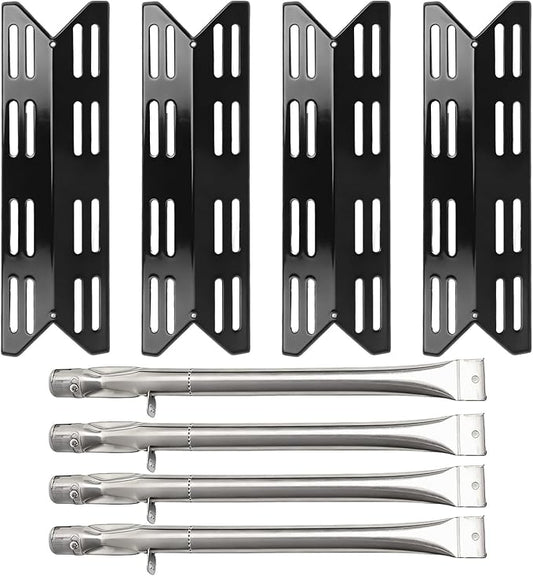 SafBbcue Grill Replacement Parts Kit for Tray for Captiva Designs 4-Burner Propane Gas BBQ Grill, Porcelain Steel Heat Plates and Grill Burners for Captiva Designs GR001 GR001B Grill Replacement Parts