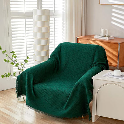 AIVIA Slipper Chair Table Cover Sheet, Reversible Tablecloth Throw Cushion Covers for Single Seat Recliner Armchair Ottomans Spread Furniture Decorations Protector Slipcover Blackish Green