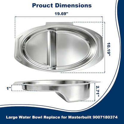 9007180374 Water Bowl Replacement Parts for Masterbuilt 40-inch Digital Electric Smoker, Large Water Pan for Masterbuilt Smoker MB20071619, MB20071719, MB20071819, MB20072618, MB20072718, MB20072918