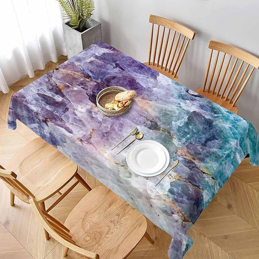 TKS MITLAN Tablecloth Quartz Stone Purple Blue Table Cloth Rectangle Table 52 x 70 Inch Ore Crystal Rough Stone Bright Gorgeous Style Kitchen Decorations for Home Dinner Party