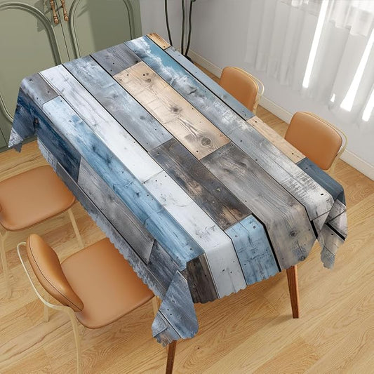 Farmhouse Tablecloth Wood Texture Abstract Rectangle Polyester Table Cloths Kitchen Table Cover for Dining BBQ Picnic Coffee Table 52 x 70 Inch 4-6 Seats