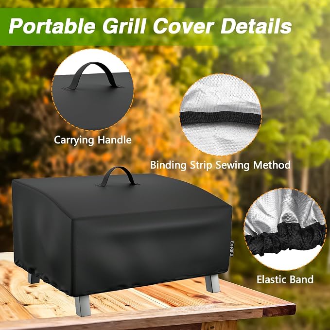 EVRBUL Portable Grill Cover Fit for Cuisinart CGG-306 2 Burner Gas Grill, 420D Tabletop Grill Cover Fit for Pit Boss 10697 75275 Fit for Royal Gourmet GT1001, 25" L x 19" W x 15" H