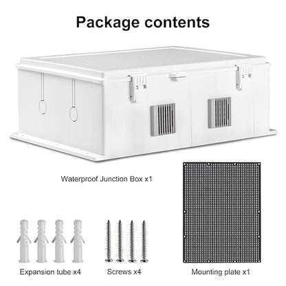 Namunanee Outdoor Electrical Junction Box, ABS Water Resistant Enclosure with Internal Mounting Panel & Hinged Cover (18.1" H* 12.6" L* 6.3" W)