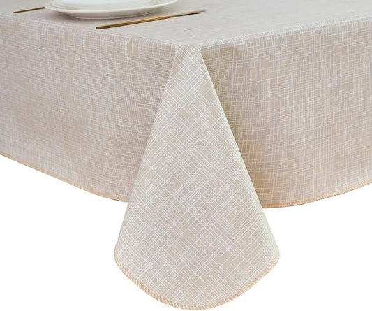 LIBERECOO Heavy Duty Vinyl Tablecloth with Flannel Backing Waterproof Oil-Proof Plastic Table Cloth Stain-Resistant Wipeable Rectangle or Square Table Cover for Indoor and Outdoor 60 x 84 Inch