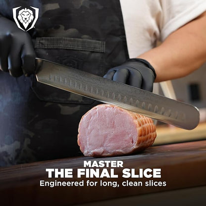 Dalstrong Carving Slicing Knife - 12 inch - Shogun Series ELITE - Granton Edge - Japanese AUS-10V Super Steel Kitchen Knife - Damascus - Vacuum Treated - Slicer Kitchen Knife - Sheath Included
