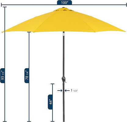 Sunline 9 ft Patio Umbrella with Crank & Push Button Tilt, Outdoor Market Umbrella with UV Protection & Wind Vent and Fiberglass Ribs, Metal Frame for Deck, Pool & Table, Yellow