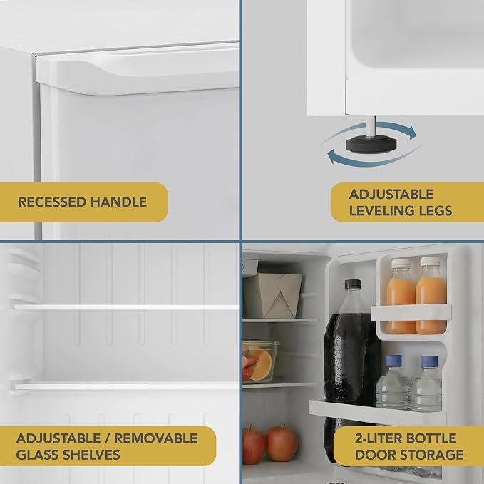West Bend Mini Fridge for Home, Office, Bedroom & Dorm, 1.6 Cu. Ft., White | West Bend Mini Fridge for Home, Office, Bedroom & Dorm, Small Refrigerator with Automatic Defrost, 1.6 Cu. Ft., in White