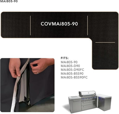 Mont Alpi COVMAi805-90 Heavy Duty All Weather Water Resistant 94" x 50" Full Black Grill Cover for MAi805-90 MAi805-D90 MAi805-BSS90 MAi805-D90FC MAi805-BSS90FC Stainless Steel Outdoor Kitchen Islands