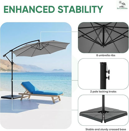 NEWBULIG 10FT Patio Umbrella, Offset Cantilever Outdoor Patio Table Umbrella, UV Protection, Fade Resistant Fabric, Easy Tilt Adjustment for Deck, Pool, Backyard, Garden