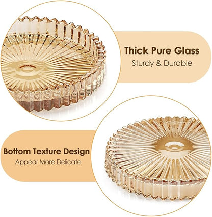 Modern Clear Glass Coaster Set of 8- Coffee Table Coasters, Crystal Coaster, Round Cup Mats, Coasters for Office, Kitchen, Bar, Dining Room, Living Room, Patio(Amber)