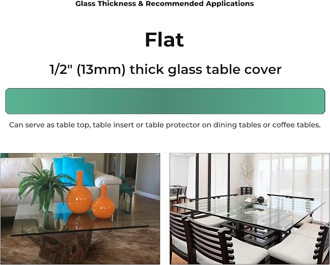 Clear Tempered Glass Table Top 20 Inch Square Flat Edge with 1/2 Inch Thickness for Dining, Coffee or Side Tables by Fab Glass and Mirror