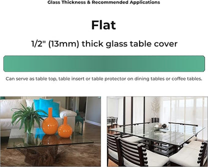 Clear Tempered Glass Table Top 20 Inch Square Flat Edge with 1/2 Inch Thickness for Dining, Coffee or Side Tables by Fab Glass and Mirror