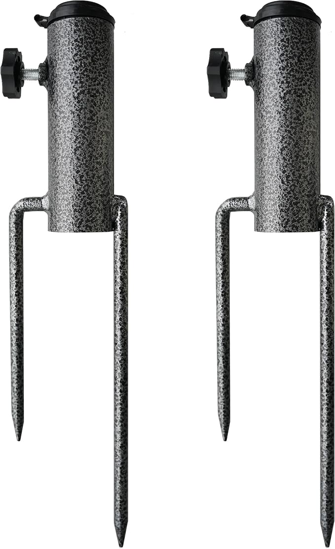 AMMSUN Adjustable Portable Umbrella Base, Upgraded Heavy Duty Metal Holder-Stand-Sand Grass Auger,for Flag, Umbrella, Fishing Rod, Outdoor Park Patio Beach Ground Ideal for Use in Soil, Grass