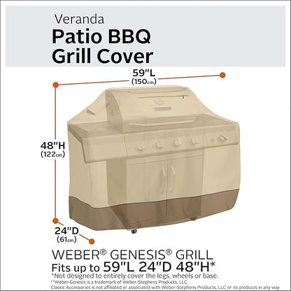 Classic Accessories Veranda Water-Resistant 59 Inch BBQ Grill Cover for the Weber Genesis