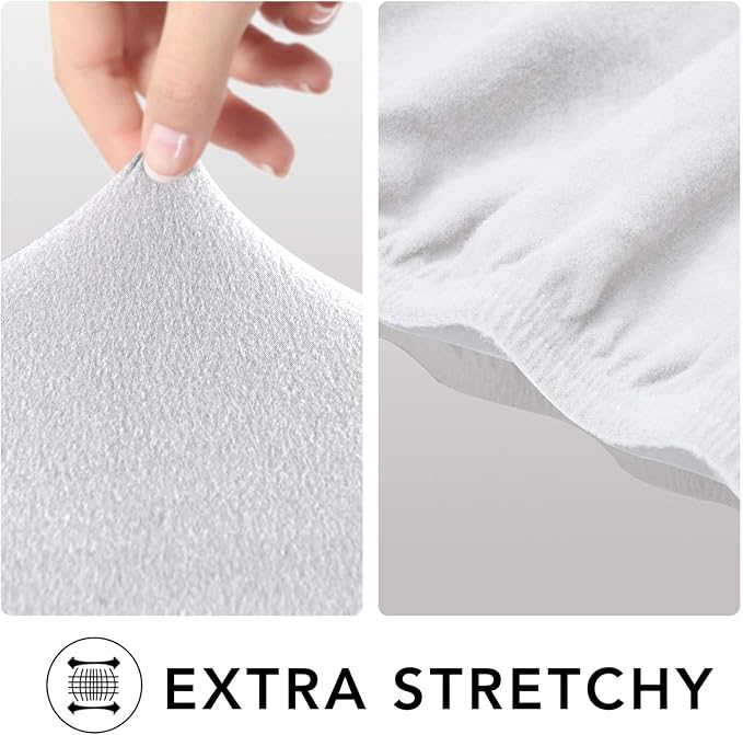 PureFit Stretch Oversized Couch Covers Fleece Sofa Slipcovers White | 1-Piece Sofa Cover Washable Soft Couch Protector, Couch Slipcover with Non Skid Foam and Elastic Bottom for Kids, Dogs