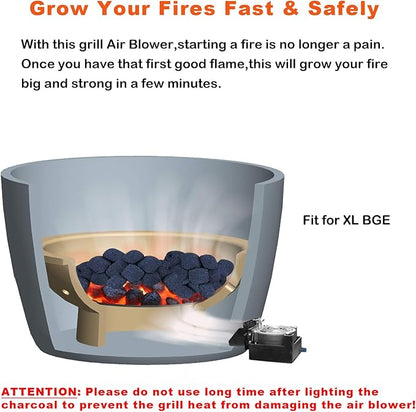 Grill Air Blower Fire Starter for XL Big Green Egg Accessories Grill Fan Shorten The Time of Ignite The Charcoal