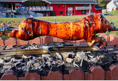 SPITJACK XB125C Pig, Whole Hog, Lamb BBQ Spit Roaster Rotisserie Kit. Electric 120W Motor, 72 Inch Spit Rod, All Stainless Trussing Hardware, Accessories for Portable Charcoal Barbecue, Outdoor Fire