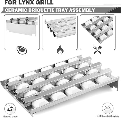 Oklagarden Briquette Tray Replacement for Lynx Grill Parts Sedona 24” 36” 42” Grill Briquettes Lynx Sedona L600 L400 L700 Ceramic Briquette Assembly Parts 80707 80743 L600PS Heat Plates Accessories