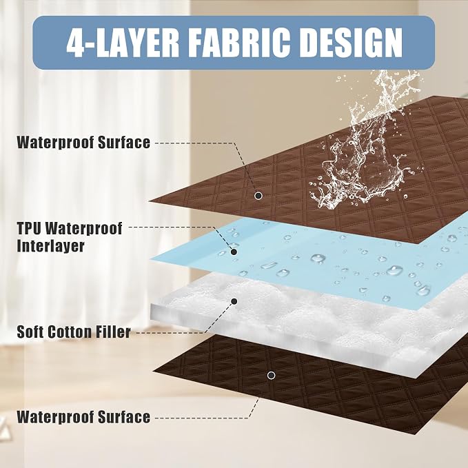 Smiry Waterproof Reversible Pet Couch Covers for Dogs | Pet Friendly, Soft Fabric, Washable Sofa Furniture Protector for Dogs Cat Kids, Checkered (40"x95", Brown/Chocolate)
