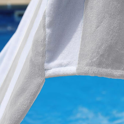 Superior Cabana Cotton Lounge Chair Cover, Outdoor Towel/Chaise Furniture Covers, Terry Cloth, Beach, Spa, Swim Accessories, Pool Chair Cover, Soft, Quick Drying, 32" x 102", Set of 4, Light Grey