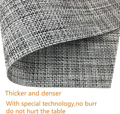 Wedge Placemats,Set of 7 Vinyl Placemats for Round Tables Woven Non-Slip Heat-Resistant Easy to Clean Wipeable Washable Dinner Table Mats（Gray）