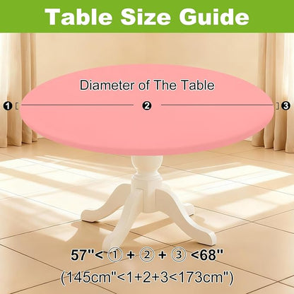 Smiry Round Spandex Tablecloth, Waterpoof Stretch Picnic Table Cover for 57"-68" Tables, Elastic Fitted Washable Tablecloths Dining, Indoor and Outdoor, Coral Red