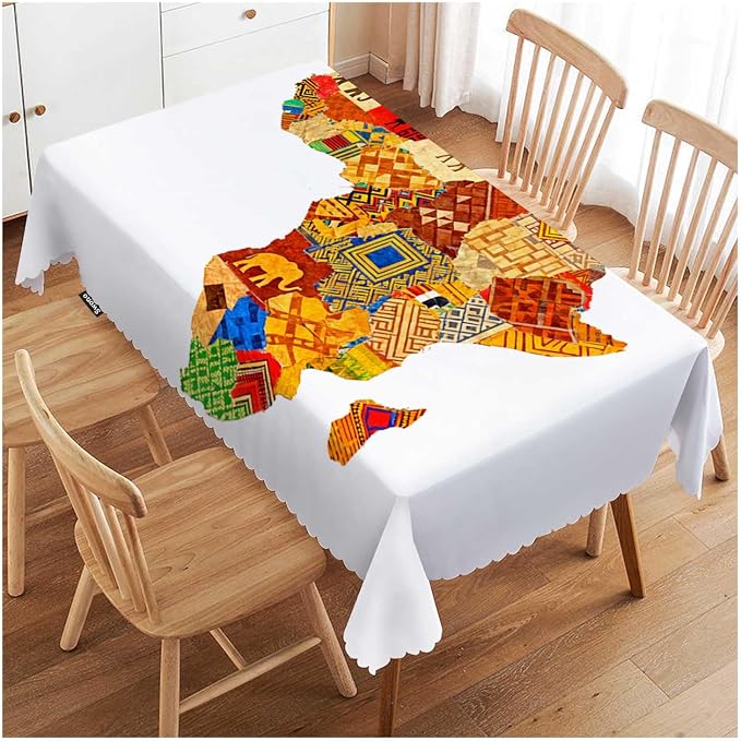 Swono Africa Map Tablecloths Vintage Africa Map with Countries Kitchen Dinning Table Cloth Tabletop Decoration, Polyester Table Cover for Indoor Outdoor 50x72 Inch Tablecloth