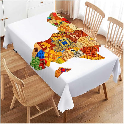 Swono Africa Map Tablecloths Vintage Africa Map with Countries Kitchen Dinning Table Cloth Tabletop Decoration, Polyester Table Cover for Indoor Outdoor 50x72 Inch Tablecloth