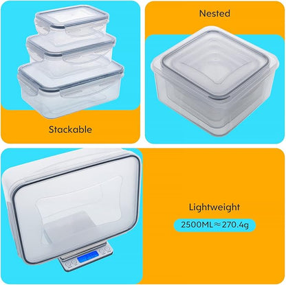JSCARES 44 PCS Food Storage Container with Lid (22 Lids & 22 Containers) | Leakproof Meal-Prep Containers for Kitchen Storage Reusable Plastic Microwave/Dishwasher Safe with Labels & Pen