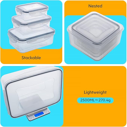 34 PCS Food Storage Containers with Lids Airtight(17 Lids &17 Containers) | Microwave/Dishwasher Safe 100% Leakproof Storage Containers for Meal Prep Kitchen Storage Organization with Labels & Pen