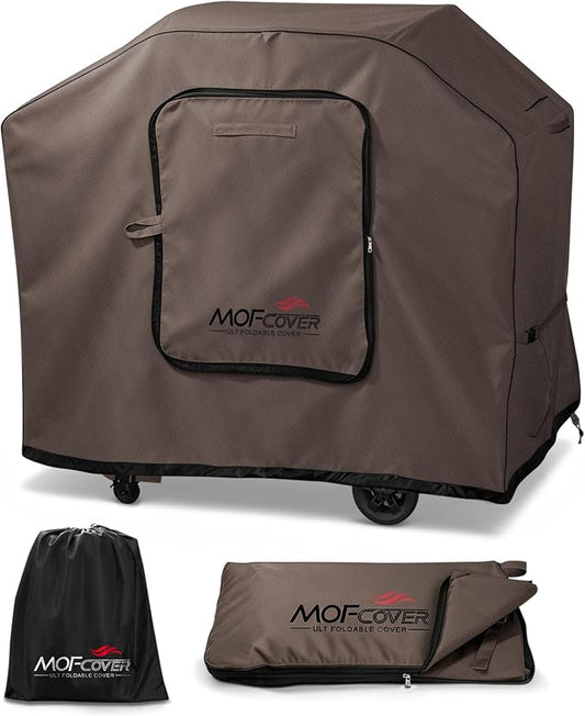Exclusive Foldable 48 inch Grill Cover, 600D Heavy Duty Waterproof Outdoor BBQ Cover for 2-3 Burners Grill Weber Nexgrill CharBroil, Coffee