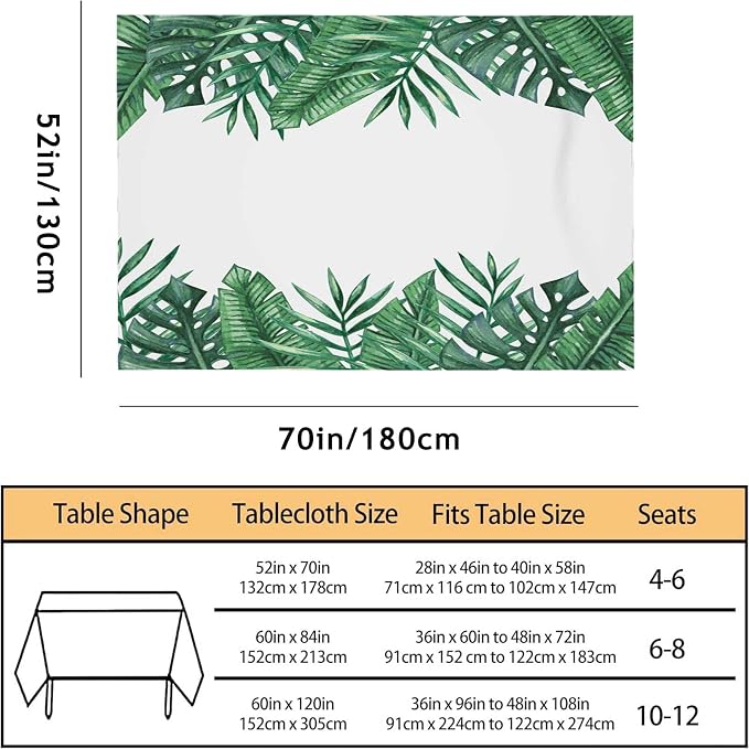 TKS MITLAN Palm Tree Leaves Tablecloth 52 x 70 Inch Rectangular Summer Tropical Green Leaf Oblong Table Cloth Kitchen Table Decorations for Home Dinner Party