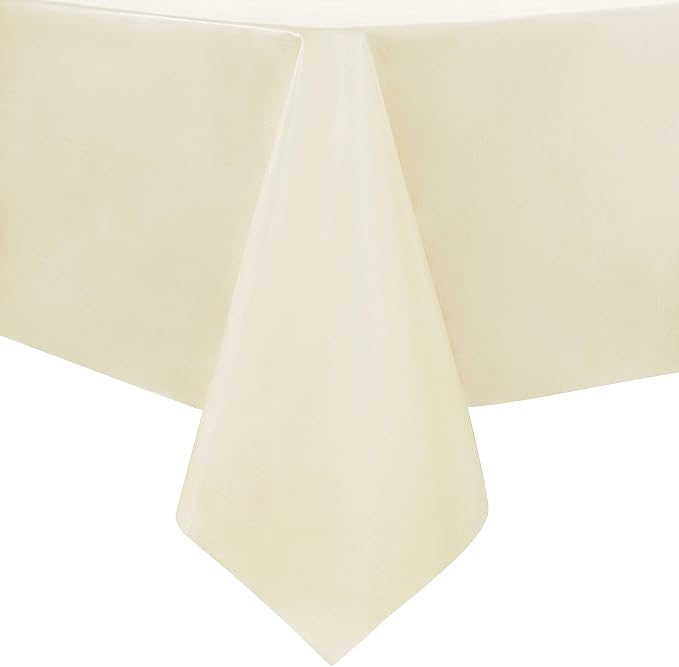 sancua Waterproof Rectangle Vinyl Tablecloth Table Cloth 54x78 Inch, Beige | 100% Oil Spill Proof, PVC Material, Wipe Clean Table Cover for Dining Tables, Buffet Parties and Camping