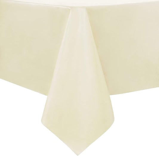 sancua Waterproof Rectangle Vinyl Tablecloth Table Cloth 54x78 Inch, Beige | 100% Oil Spill Proof, PVC Material, Wipe Clean Table Cover for Dining Tables, Buffet Parties and Camping
