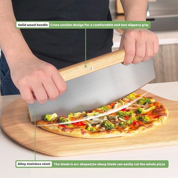 Gyreuni 20''Pizza Stone for Oven and Grill with Pizza Peel, Brush,Cutter | 20inch Large baking stone for ovens and grills, distributes heat evenly to create crispy crust.for family meals,backyard BBQ
