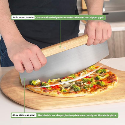 Gyreuni 20''Pizza Stone for Oven and Grill with Pizza Peel, Brush,Cutter | 20inch Large baking stone for ovens and grills, distributes heat evenly to create crispy crust.for family meals,backyard BBQ
