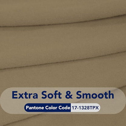 PureFit Stretch Couch Covers for Sofa 4 Seater Slipcovers Tan | 1-Piece Sofa Cover Washable Soft Couch protector, Couch Slipcover with Non Skid Foam and Elastic Bottom for Kids, Dogs