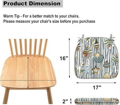 DYTXIII Set of 4 Outdoor Chair Cushions with Ties,Water Repellent Patio Chair Pads 17"x 16" for Outdoor Furniture,Round Corner Seat Cushions for Garden Yard Kitchen Crayon Shells