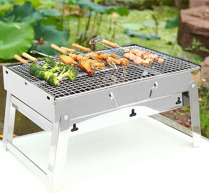 BBQ Grill Outdoor Stainless Steel BBQ - Easy to Use Charcoal Grill No Rust for Barbecue Kebab for Japanese Barbecue 35x27x20cm