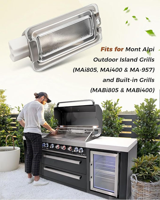 Halogen Grill Light Fit for Mont Alpi Outdoor Island Grills (MAi805 MAi400 & MA-957) and Built-in Grills (MABi805 & MABi400) Replace 8A37000038