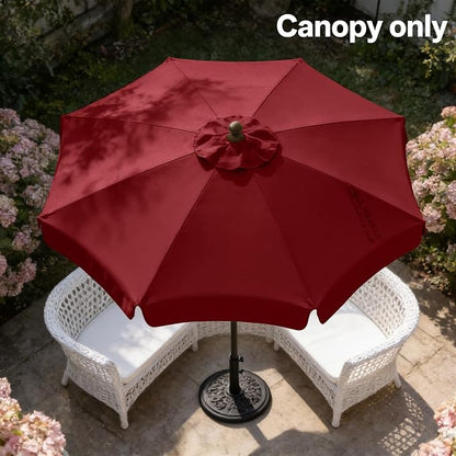 MASTERCANOPY Valance Patio Umbrella 9 ft Replacement Canopy for 8 Ribs-Burgundy Canopy Only