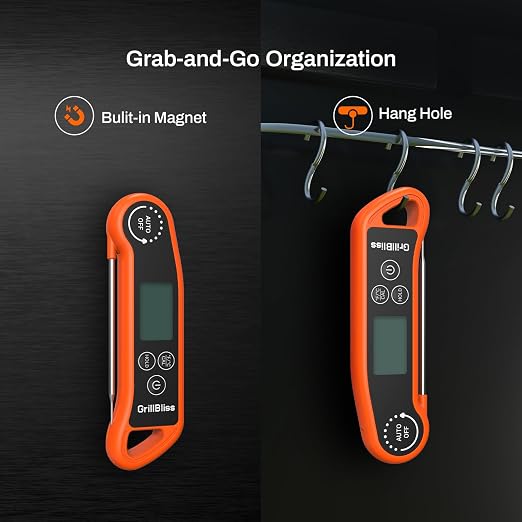 Instant Read Meat Thermometer, Meat Thermometer Digital with 0.5s Fast Reading, IPX5 Waterproof Cooking Thermometer with ±0.5℉ Accuracy, Food Thermometer for Candy, Grill, Milk, Bake, Oven and Brewing